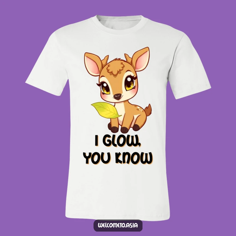 Funny Deer T-Shirt: Curious Eyes Nibbling Magical Leaf - Enchanting Gift