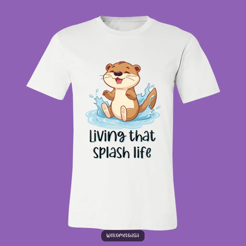 Funny Otter T-Shirt: Gleeful Character Sliding Down Water Feature - Hilarious Gift