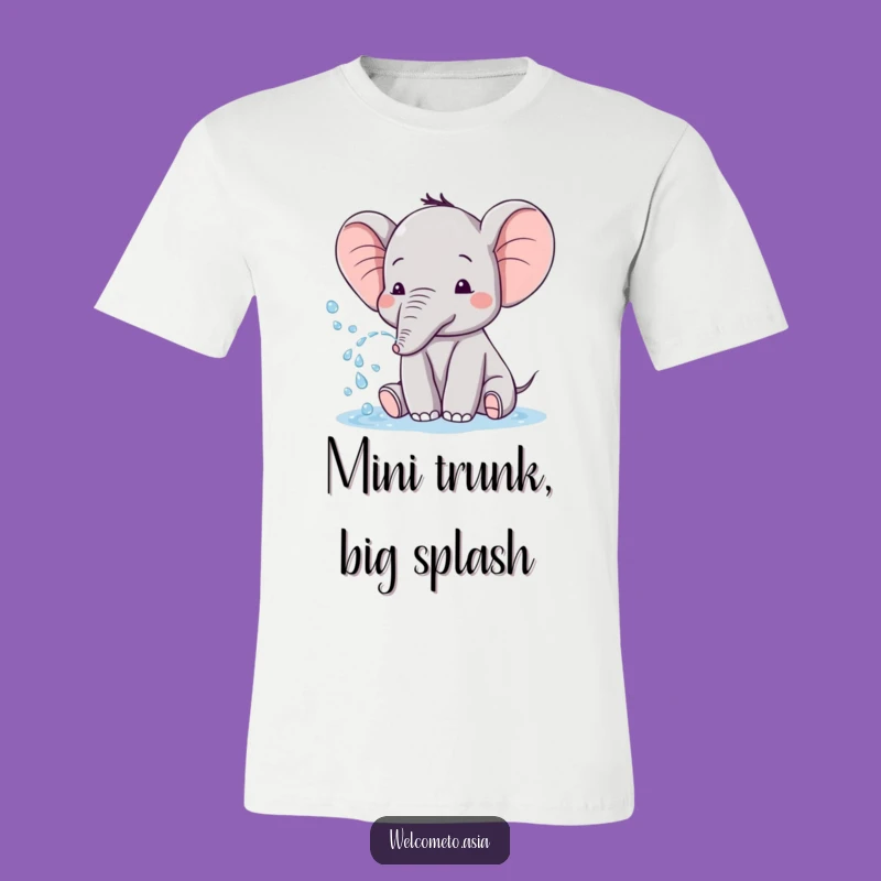 Funny Tiny Ears Elephant T-Shirt: Playful Water Spray Tee for Laughter!