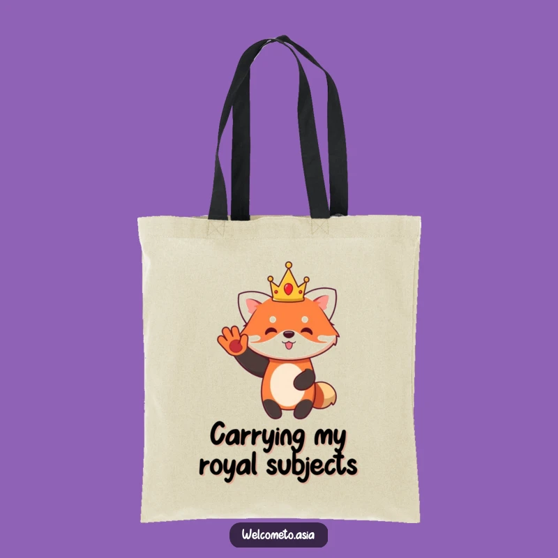Funny Red Panda King Tote Bag: Cute Waving Monarch Carry-All for Animal Lovers