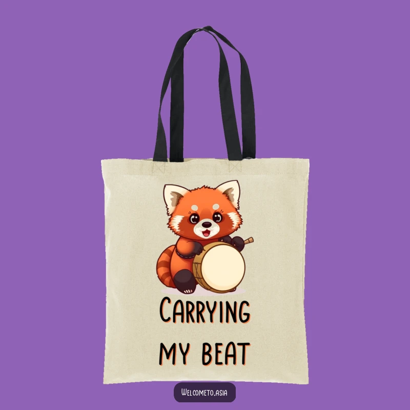 Funny Red Panda Drummer Tote Bag: Carry Your Tunes, Perfect Funny Gift for Gig Bags!